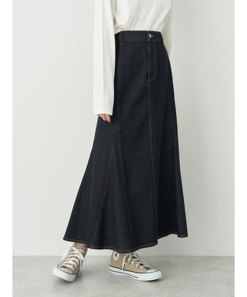 earth music&ecology(アースミュージックアンドエコロジー)の「デニムマーメイドスカート(スカート・レディース・アイボリー/サックスブルー/ダークインディゴブルー・S/M)」の4枚目の写真