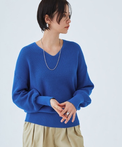 [RASW] 綿100％Vネックニット（ニット/セーター）｜Pierrot（ピエロ）