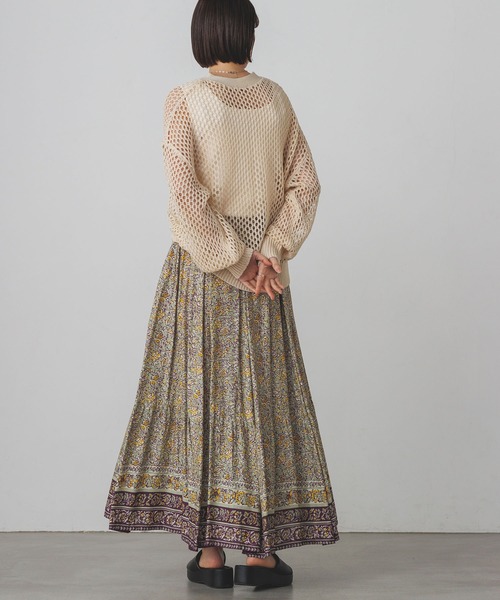 lil nina（リルニーナ）の「レーヨン プリント ギャザースカート（スカート・レディース・チャコール/グリーン/ブルー・FREE）」の8枚目の写真