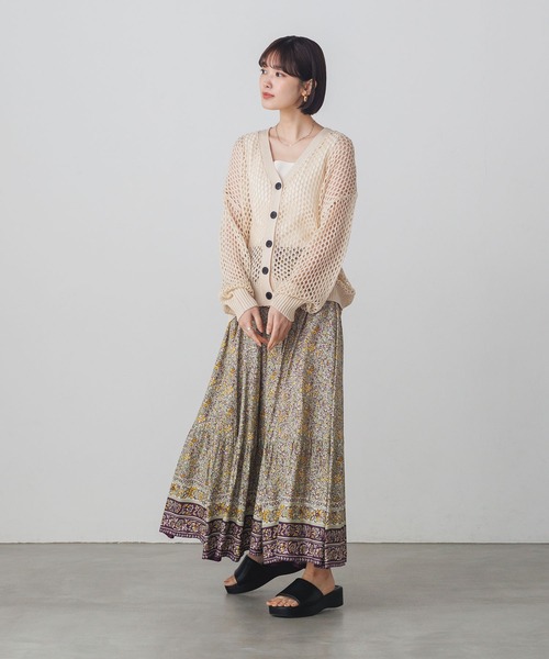 lil nina（リルニーナ）の「レーヨン プリント ギャザースカート（スカート・レディース・チャコール/グリーン/ブルー・FREE）」の12枚目の写真