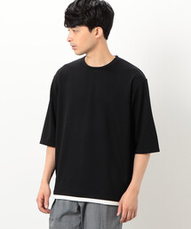フェイクレイヤード 7分袖 クルーネック Tシャツ