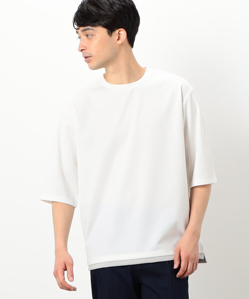 COMME CA ISM（コムサイズム）の「フェイクレイヤード ７分袖 クルーネック Ｔシャツ（Tシャツ/カットソー・メンズ・ブラック/ライトグレー/ホワイト/チャコール・L/M）」の11枚目の写真