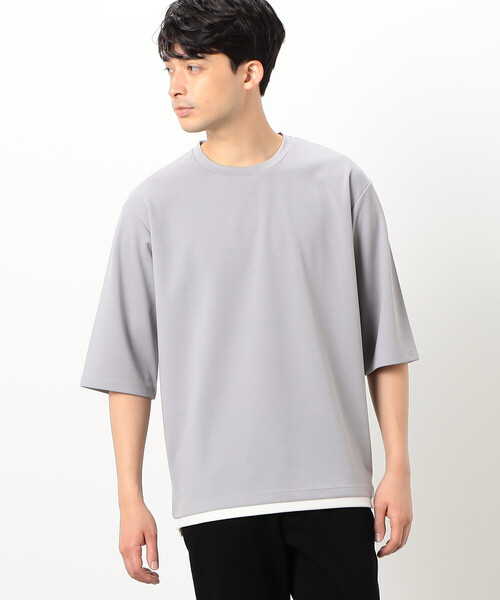 COMME CA ISM（コムサイズム）の「フェイクレイヤード ７分袖 クルーネック Ｔシャツ（Tシャツ/カットソー・メンズ・ブラック/ライトグレー/ホワイト/チャコール・L/M）」の13枚目の写真