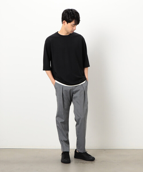 COMME CA ISM（コムサイズム）の「フェイクレイヤード ７分袖 クルーネック Ｔシャツ（Tシャツ/カットソー・メンズ・ブラック/ライトグレー/ホワイト/チャコール・L/M）」の14枚目の写真