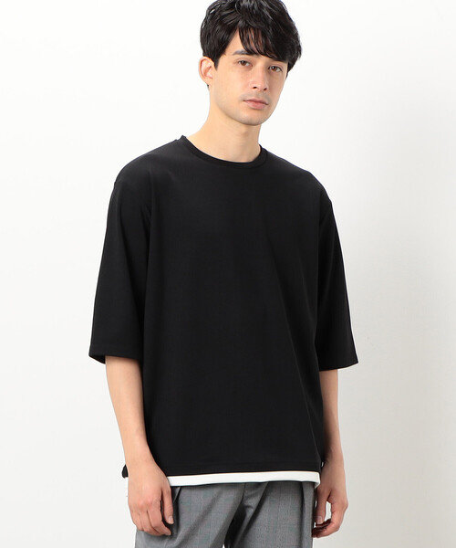 COMME CA ISM（コムサイズム）の「フェイクレイヤード ７分袖 クルーネック Ｔシャツ（Tシャツ/カットソー・メンズ・ブラック/ライトグレー/ホワイト/チャコール・L/M）」の15枚目の写真