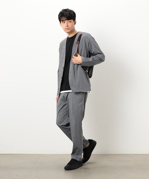 COMME CA ISM（コムサイズム）の「フェイクレイヤード ７分袖 クルーネック Ｔシャツ（Tシャツ/カットソー・メンズ・ブラック/ライトグレー/ホワイト/チャコール・L/M）」の16枚目の写真