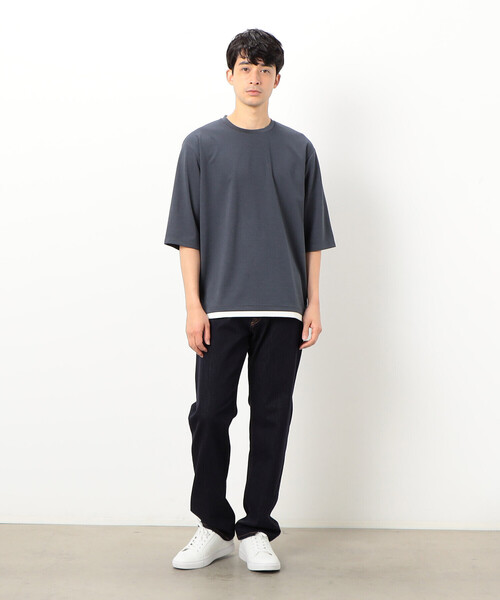 COMME CA ISM（コムサイズム）の「フェイクレイヤード ７分袖 クルーネック Ｔシャツ（Tシャツ/カットソー・メンズ・ブラック/ライトグレー/ホワイト/チャコール・L/M）」の17枚目の写真