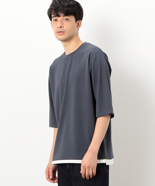 COMME CA ISM（コムサイズム）の「フェイクレイヤード ７分袖 クルーネック Ｔシャツ（Tシャツ/カットソー・メンズ・ブラック/ライトグレー/ホワイト/チャコール・L/M）」の18枚目の写真