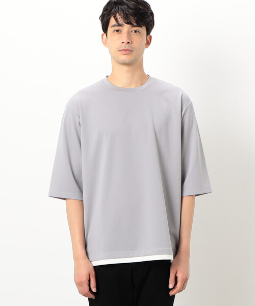 COMME CA ISM（コムサイズム）の「フェイクレイヤード ７分袖 クルーネック Ｔシャツ（Tシャツ/カットソー・メンズ・ブラック/ライトグレー/ホワイト/チャコール・L/M）」の19枚目の写真