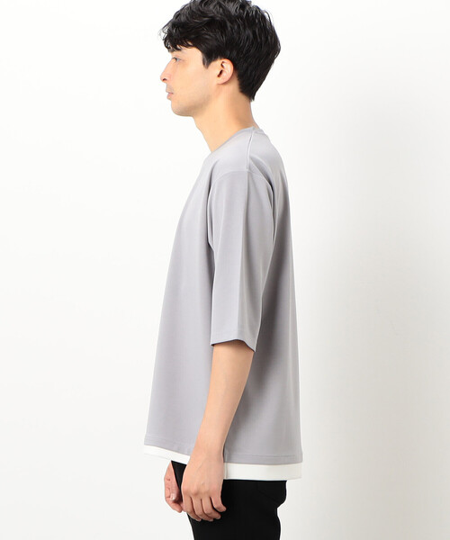 COMME CA ISM（コムサイズム）の「フェイクレイヤード ７分袖 クルーネック Ｔシャツ（Tシャツ/カットソー・メンズ・ブラック/ライトグレー/ホワイト/チャコール・L/M）」の20枚目の写真