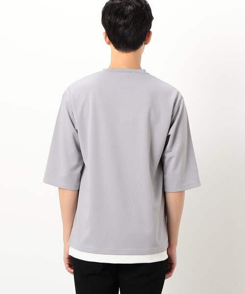 COMME CA ISM（コムサイズム）の「フェイクレイヤード ７分袖 クルーネック Ｔシャツ（Tシャツ/カットソー・メンズ・ブラック/ライトグレー/ホワイト/チャコール・L/M）」の21枚目の写真