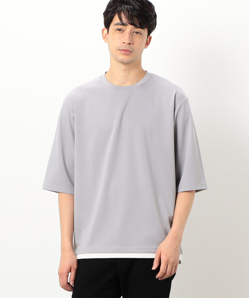 COMME CA ISM（コムサイズム）の「フェイクレイヤード ７分袖 クルーネック Ｔシャツ（Tシャツ/カットソー・メンズ・ブラック/ライトグレー/ホワイト/チャコール・L/M）」の6枚目の写真