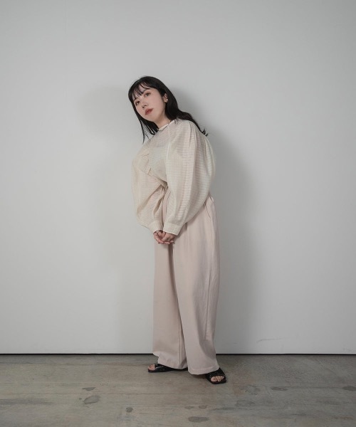 lawgy（ラウジー）の「see through check tops（Tシャツ/カットソー・レディース・ピンクベージュ/ベージュ/アイボリー・FREE）」の20枚目の写真