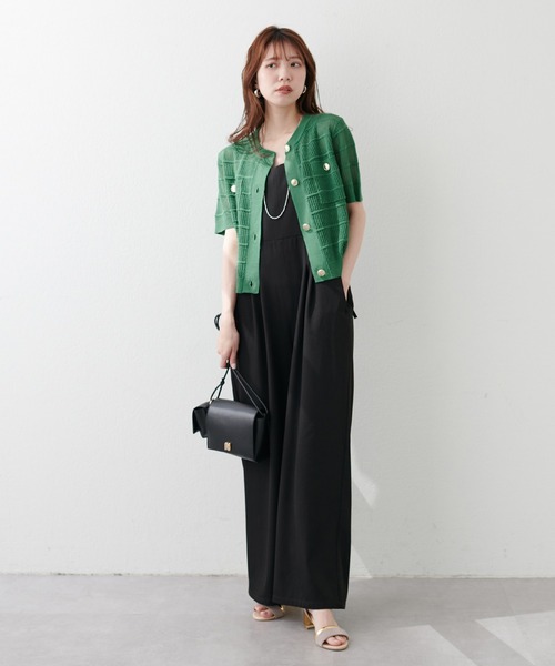 natural couture(ナチュラルクチュール)の「タック×透かしニットカーディガン(ニット/セーター・レディース・オフホワイト/ピンク/グリーン/ネイビー・FREE)」の11枚目の写真