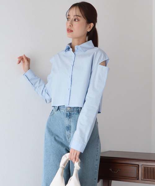 BLUEEAST（ブルーイースト）の「ショート丈肩開きデザインシャツ