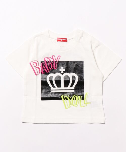 BABYDOLL（ベビードール）の「親子お揃い ネオンロゴTシャツ 8069K（Tシャツ/カットソー・キッズ・ブラック/ホワイト・130cm/140cm/120cm/150cm/80ｃｍ/110cm/90cm/100cm）」の2枚目の写真