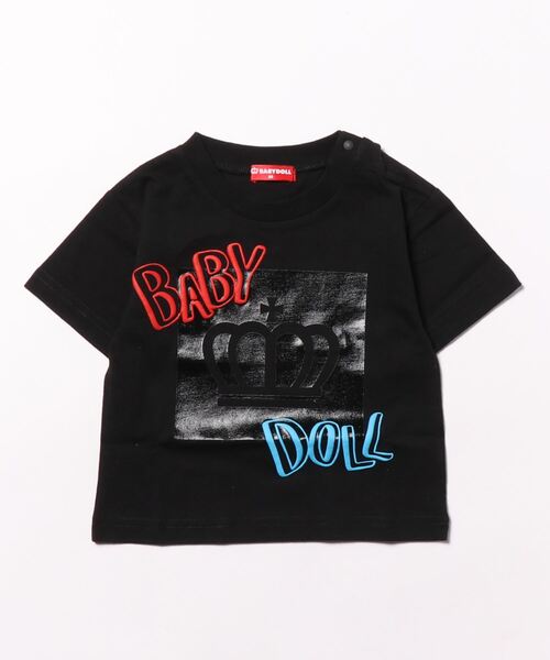 BABYDOLL（ベビードール）の「親子お揃い ネオンロゴTシャツ 8069K（Tシャツ/カットソー・キッズ・ブラック/ホワイト・130cm/140cm/120cm/150cm/80ｃｍ/110cm/90cm/100cm）」の4枚目の写真