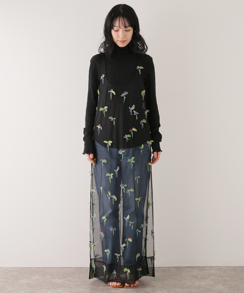 セール】【GANNI / ガニー】Embellished Mesh Slip Dress