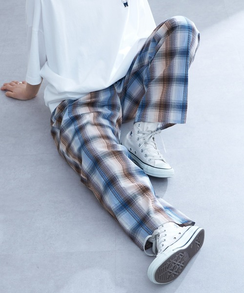 CIAOPANIC TYPY（チャオパニックティピー）の「オンブレチェックシアサッカーイージーパンツ（その他パンツ・メンズ・イエロー/ブルー/ブラック・MEDIUM/LARGE）」の4枚目の写真