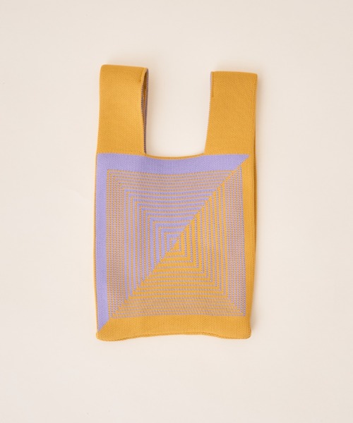 Solace（ソレイス）の「幾何学柄ニットバッグ（ハンドバッグ・レディース・ブルー/イエロー/ブラック・FREE）」の9枚目の写真