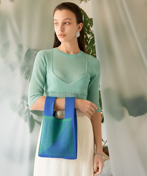 Solace（ソレイス）の「幾何学柄ニットバッグ（ハンドバッグ・レディース・ブルー/イエロー/ブラック・FREE）」の19枚目の写真