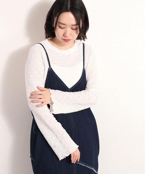 cepo(セポ)の「花レースフレアスリーブトップス(Tシャツ/カットソー・レディース・ブラック/オフホワイト・M)」の5枚目の写真