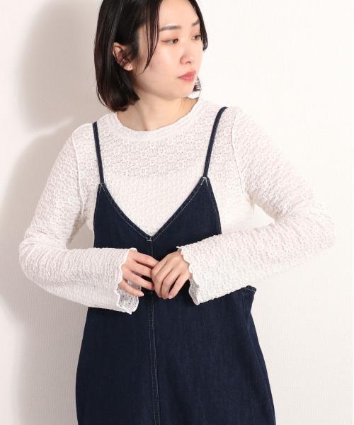 cepo(セポ)の「花レースフレアスリーブトップス(Tシャツ/カットソー・レディース・ブラック/オフホワイト・M)」の6枚目の写真