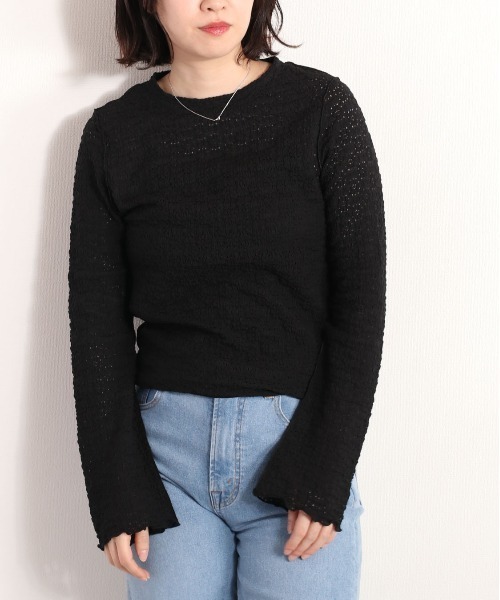 cepo(セポ)の「花レースフレアスリーブトップス(Tシャツ/カットソー・レディース・ブラック/オフホワイト・M)」の14枚目の写真