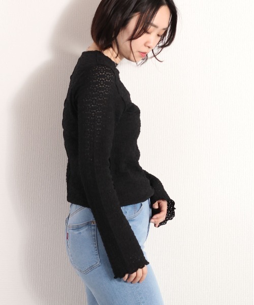 cepo(セポ)の「花レースフレアスリーブトップス(Tシャツ/カットソー・レディース・ブラック/オフホワイト・M)」の15枚目の写真