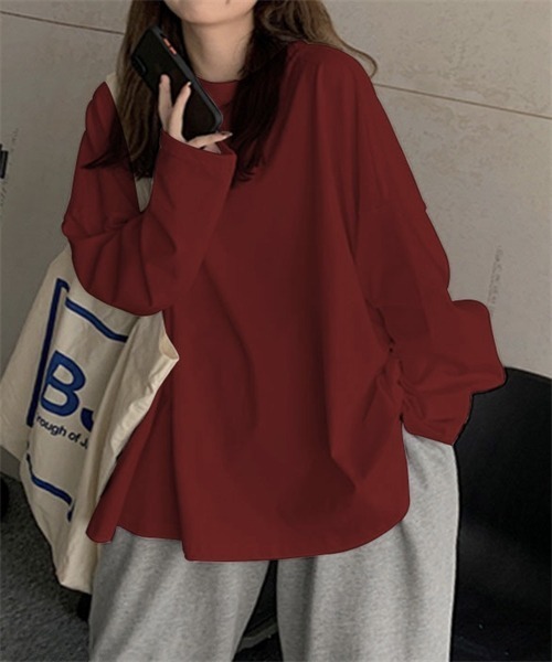 Dream garden(ドリームガーデン)の「ロングスリーブ Tシャツ(Tシャツ/カットソー・レディース・ホワイト/ライトグリーン/ピンク/パープル/ダークグレー/ブルーグレー/ブラック/イエロー/ブルー/ダークブルー/オレンジ/レンガ/チェリーピンク・M/XL/XXL/L)」の12枚目の写真