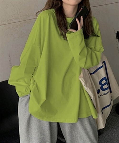 Dream garden(ドリームガーデン)の「ロングスリーブ Tシャツ(Tシャツ/カットソー・レディース・ホワイト/ライトグリーン/ピンク/パープル/ダークグレー/ブルーグレー/ブラック/イエロー/ブルー/ダークブルー/オレンジ/レンガ/チェリーピンク・M/XL/XXL/L)」の5枚目の写真