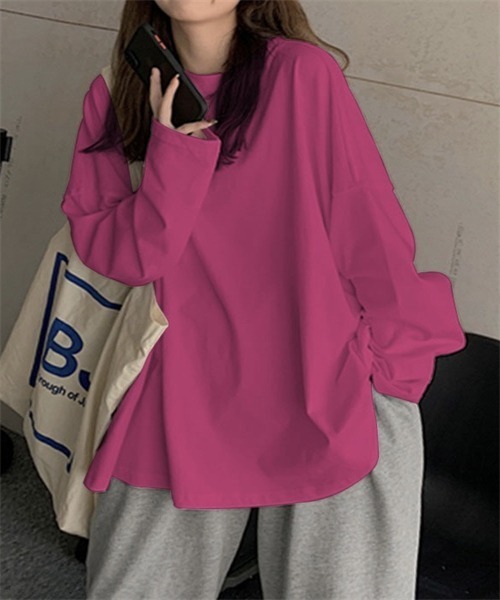 Dream garden(ドリームガーデン)の「ロングスリーブ Tシャツ(Tシャツ/カットソー・レディース・ホワイト/ライトグリーン/ピンク/パープル/ダークグレー/ブルーグレー/ブラック/イエロー/ブルー/ダークブルー/オレンジ/レンガ/チェリーピンク・M/XL/XXL/L)」の11枚目の写真