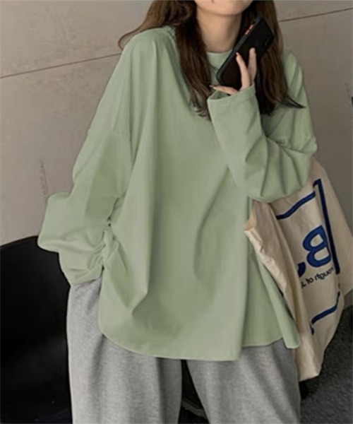 Dream garden(ドリームガーデン)の「ロングスリーブ Tシャツ(Tシャツ/カットソー・レディース・ホワイト/ライトグリーン/ピンク/パープル/ダークグレー/ブルーグレー/ブラック/イエロー/ブルー/ダークブルー/オレンジ/レンガ/チェリーピンク・M/XL/XXL/L)」の16枚目の写真