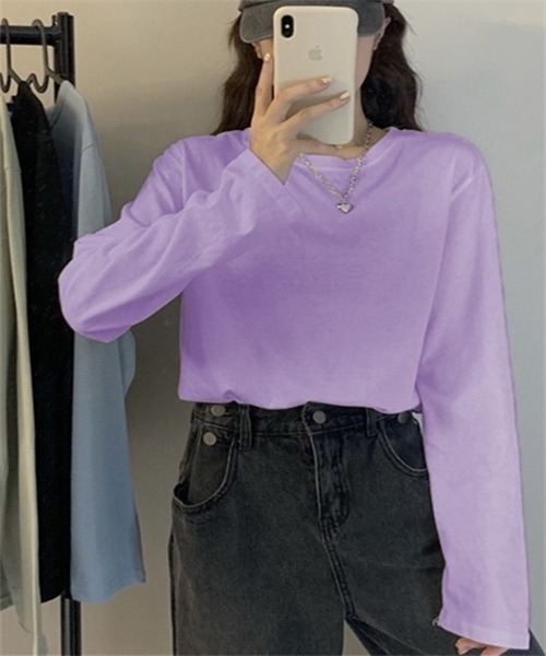 Dream garden(ドリームガーデン)の「ロングスリーブ Tシャツ(Tシャツ/カットソー・レディース・ホワイト/ライトグリーン/ピンク/パープル/ダークグレー/ブルーグレー/ブラック/イエロー/ブルー/ダークブルー/オレンジ/レンガ/チェリーピンク・M/XL/XXL/L)」の18枚目の写真