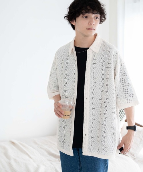 WEGO（ウィゴー）の「WEGO/メッシュBIGシャツ（シャツ/ブラウス・メンズ・その他1/その他2/ブラック系その他/ホワイト系その他/グリーン系その他/パープル/その他3・MEDIUM/LARGE）」の18枚目の写真