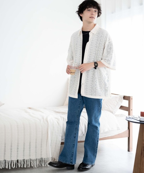 WEGO（ウィゴー）の「WEGO/メッシュBIGシャツ（シャツ/ブラウス・メンズ・その他1/その他2/ブラック系その他/ホワイト系その他/グリーン系その他/パープル/その他3・MEDIUM/LARGE）」の19枚目の写真