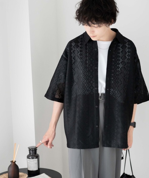 WEGO（ウィゴー）の「WEGO/メッシュBIGシャツ（シャツ/ブラウス・メンズ・その他1/その他2/ブラック系その他/ホワイト系その他/グリーン系その他/パープル/その他3・MEDIUM/LARGE）」の20枚目の写真