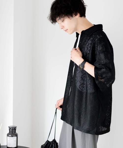 WEGO（ウィゴー）の「WEGO/メッシュBIGシャツ（シャツ/ブラウス・メンズ・その他1/その他2/ブラック系その他/ホワイト系その他/グリーン系その他/パープル/その他3・MEDIUM/LARGE）」の21枚目の写真