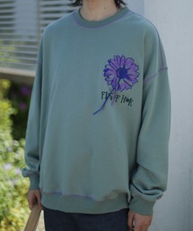 HOOK（フック）の「HOOK -original- 飾りステッチマーガレットフリンジ刺繍スウェット（スウェット）」