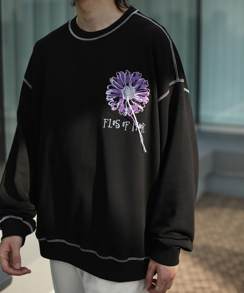 HOOK -original- 飾りステッチマーガレットフリンジ刺繍スウェット（スウェット）｜HOOK（フック）