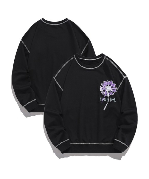 HOOK -original- 飾りステッチマーガレットフリンジ刺繍スウェット（スウェット）｜HOOK（フック）