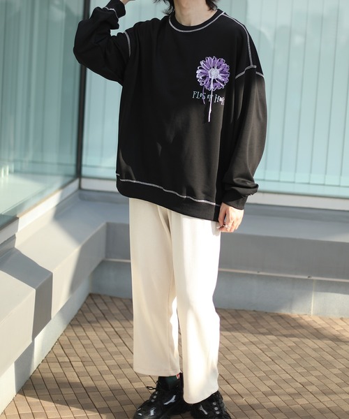 HOOK -original- 飾りステッチマーガレットフリンジ刺繍スウェット（スウェット）｜HOOK（フック）