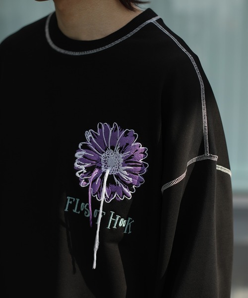 HOOK -original- 飾りステッチマーガレットフリンジ刺繍スウェット（スウェット）｜HOOK（フック）