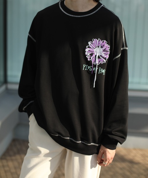 HOOK -original- 飾りステッチマーガレットフリンジ刺繍スウェット（スウェット）｜HOOK（フック）