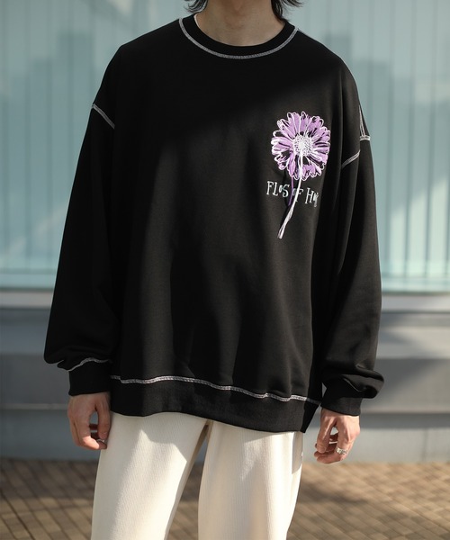 HOOK -original- 飾りステッチマーガレットフリンジ刺繍スウェット（スウェット）｜HOOK（フック）