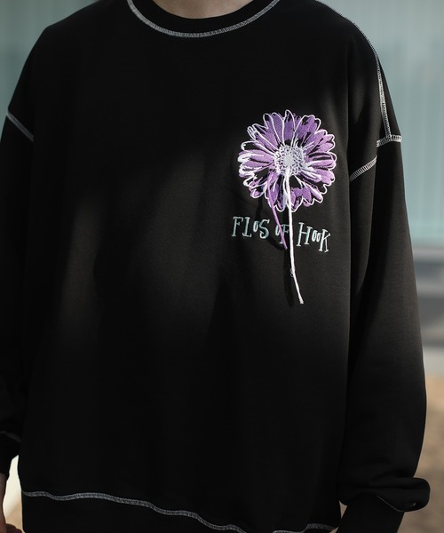 HOOK -original- 飾りステッチマーガレットフリンジ刺繍スウェット（スウェット）｜HOOK（フック）