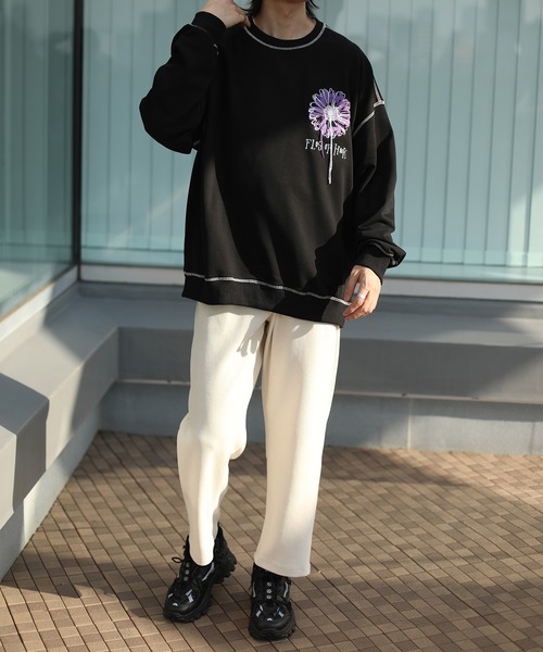 HOOK -original- 飾りステッチマーガレットフリンジ刺繍スウェット（スウェット）｜HOOK（フック）