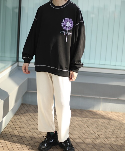 HOOK -original- 飾りステッチマーガレットフリンジ刺繍スウェット（スウェット）｜HOOK（フック）