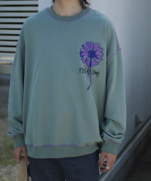 HOOK -original- 飾りステッチマーガレットフリンジ刺繍スウェット（スウェット）｜HOOK（フック）