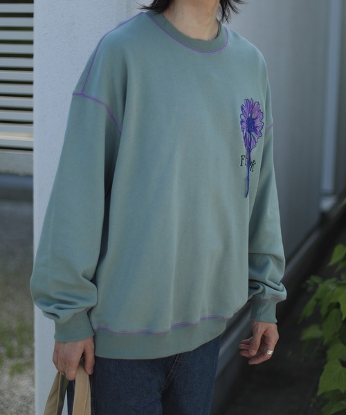 HOOK -original- 飾りステッチマーガレットフリンジ刺繍スウェット（スウェット）｜HOOK（フック）